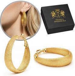 Mennica Świdnicka Ezüst fülbevaló 925 Elegáns Ovális Gyémánt Aranyozott Ajándék Gravírozás (Kolczyki Srebrne 925 Diamentowane Pozłacane)