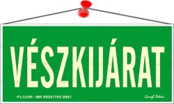  Információs tábla, 25x11, 5 cm, fluoreszkáló, utánvilágítós, Vészkijárat (300 - 10) - molnarpapir