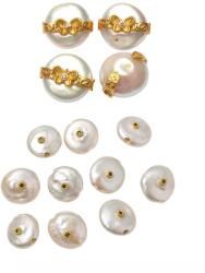  Charm Perle De Cultura Disc 11-13 x 11-12 x 6-7.5 mm Argint 925 Aurit - 1 Buc