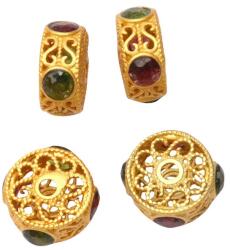  Charm Turcoaz cu Rubelit 6x6x4 mm Argint 925 Aurit detaliu rafinat pentru bijuterii 1 Buc