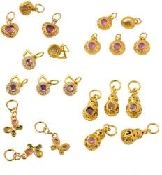  Charm Turmalina Roz (Rubelit) 10-18x5-10x3-6 mm Argint 925 - 1 Bu
