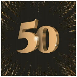  Happy Birthday 50 3D Black szalvéta 20 db-os 33x33 cm (PKK057043) - sandori