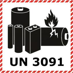 ADR Akkumulátor jelölés - UN3091 öntapadó matrica, 100x100mm - Tekercs (500 db)