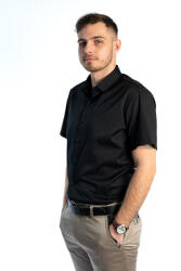 Thomas Jeans fekete slim fit rövid ujjú ing