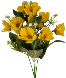  Sárga színű vegyes csokor, teljes hossza: kb. 37 cm, virág mérete: kb. 5 cm