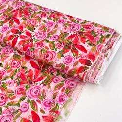  Viszkóz RAYON POPLIN Printed Rosie design A