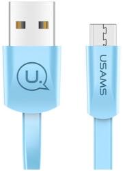 USAMS Cablu plat pentru incarcare si transfer de date USAMS U2, USB-A la MicroUSB, 2A, 1.2m, Albastru (6958444955278)