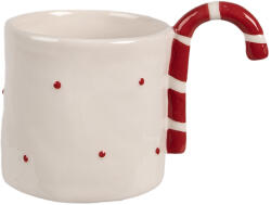 Clayre & Eef Cana Acadea ceramica alba rosie 14x9x10 cm, 325 ml (6CEMU0153X)