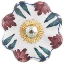 Clayre & Eef Set 4 butoni mobilier ceramica multicolora metal auriu Ø 4x3 cm (63932deco)