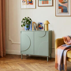 [en. casa] Comoda living Holea cu 2 usi, verde salvie, 75x70x34 cm (90563996) Comoda