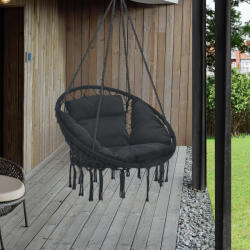 [casa.pro] Scaun suspendat Kailua negru cu perne, interior/exterior, 150 kg (73694381)