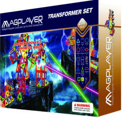 MAGPLAYER Joc de constructie magnetic MAGPLAYER cu 208 piese pentru modele 2D si 3D (MPB-208)