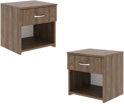 haaus Set 2 Noptiere Remi, 1 Sertar, Stejar Bronz, 40 x 35 x 40 cm (929084)
