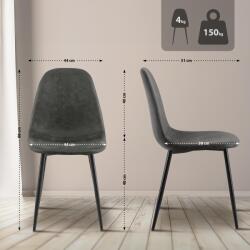 CLP 4 db Napier műbőr étkezőszék szett, fekete (323142)