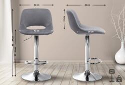 CLP 2 db bárszék szett Camden bársony króm, sötétszürke (325150)