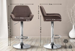 CLP 2 db bárszék Braga bársony króm készlet, barna (323648)