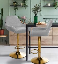 CLP 2 db bárszék készlet Braga arany szövetből, szürke (325719)