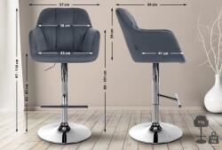 CLP Bárszék Natoma bársony króm, sötétszürke (322962)