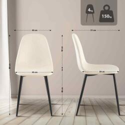 CLP 4 db Napier bársony étkezőszék készlet, krém (323152)