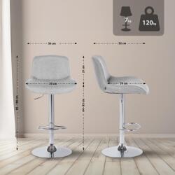 CLP 2 db bárszék szett Solon króm szövet, világosszürke (326587)