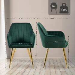 CLP Étkezőszék Cheryl bársony arany, zöld (325937)