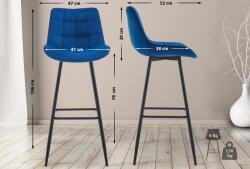 CLP 2 db bárszék szett Dartford bársony, kék (325342)