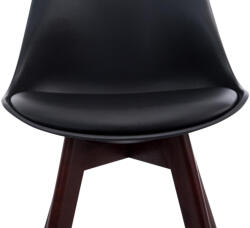 CLP 4 db-os Borneo V2 diófa műbőr látogatószék szett, fekete (319015)