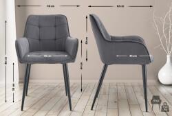 CLP 2 db Ferndale bársony étkezőszékből álló készlet, sötétszürke (326695)