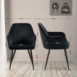 CLP Cheryl bársony étkezőszék, fekete (325941)