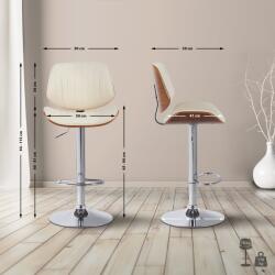 CLP 2 db bárszék szett Clawson műbőr króm, dió/krém (326560)