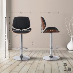 CLP 2 db bárszék szett Clawson szövet króm, dió/fekete (326572)