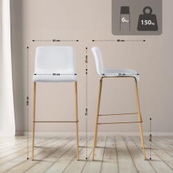 CLP Bárszék Hoover Velvet 4 láb arany, krém (326469)