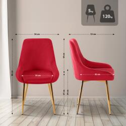 CLP Elmira bársonyarany étkezőszék, piros (324110)
