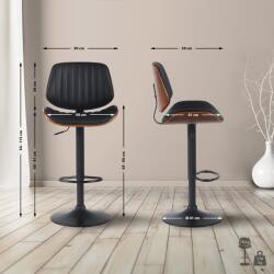 CLP 2 db bárszék szett Clawson műbőrből, dió/fekete (326558)