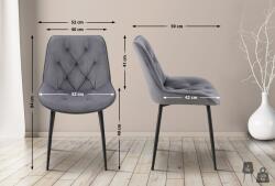 CLP 2db Wallace bársony étkezőszék szett, sötétszürke (326712)