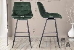 CLP 4 darab Weston Swivel Velvet bárszék készlet, sötétzöld (327340)