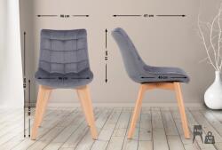 CLP 2 db étkezőszék szett Passaic bársony, szürke (319640)