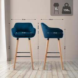 CLP 2 db bárszék készlet Grant velvet, kék (312934)