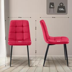 CLP 4 db Tilde bársony étkezőszék szett, piros (324608)