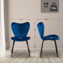 CLP Maika bársony étkezőszék, sötétkék (326364)