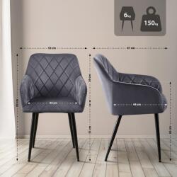 CLP 2 db-os Monett velvet B étkezőszék szett, sötétszürke (326667)
