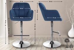 CLP Bárszék Natoma bársony króm, kék (322960)