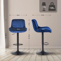 CLP 2 db bárszék szett Solon bársony, kék (326603)