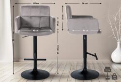 CLP 2 db bárszék Los Angeles bársony szett, szürke (327356)