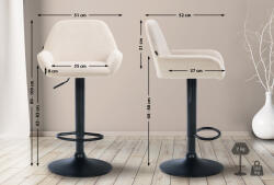 CLP 2 db-os bárszék Braga bársony készlet, krém (323656)