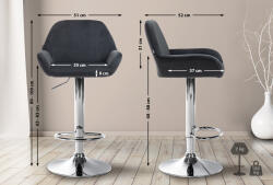 CLP 2 db bárszék Braga bársony króm készlet, fekete (323653)