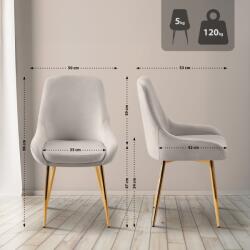 CLP 2 db Elmira bársonyarany étkezőszékből álló készlet, szürke (327228)