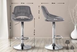 CLP Bárszék Milet bársony króm, sötétszürke (322433)