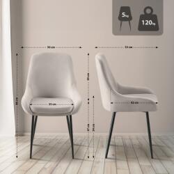 CLP 2 db Elmira bársony étkezőszékből álló készlet, szürke (327219)