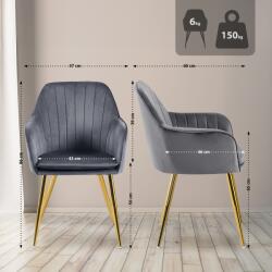 CLP Étkezőszék Cheryl bársony arany, sötétszürke (325940)